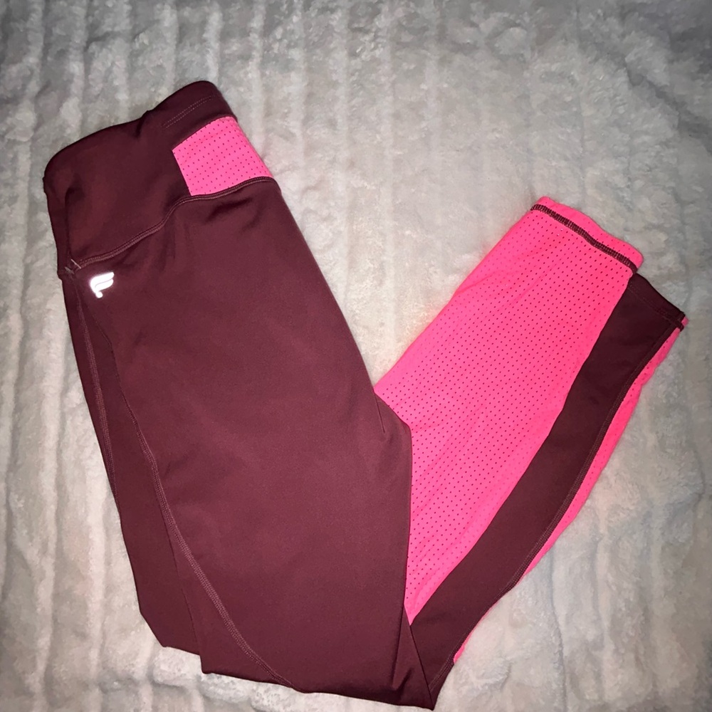 Fabletics Maroon and Pink Active Leggings